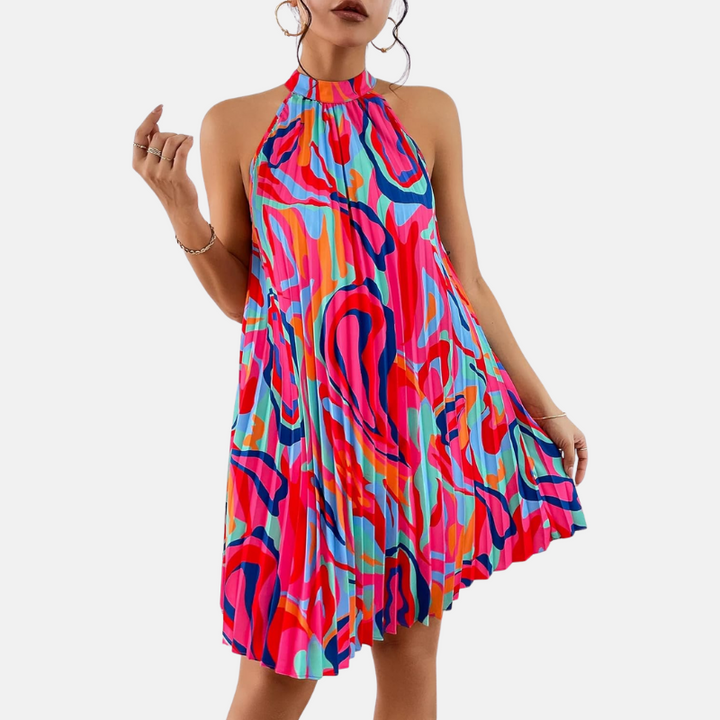 Siara | Trendy Dames Jurk | Halterjurk Met Geplooid Design Voor Zomerse Stijl