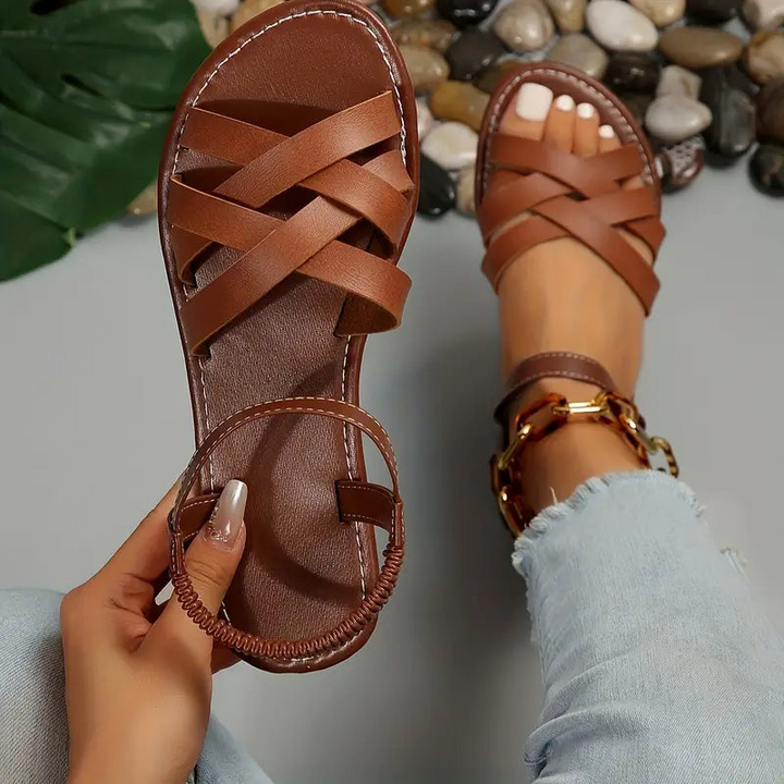 Kuti | Elegante Leren Dames Sandalen | Flat Zool
