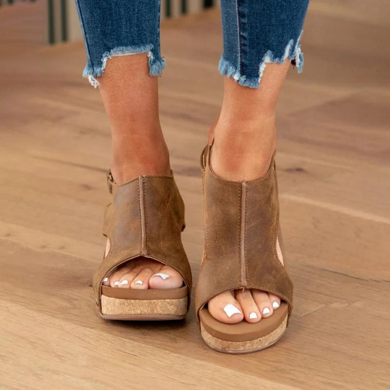Selena | Dames Orthopedische Leren Hak Sandalen met Extra Support