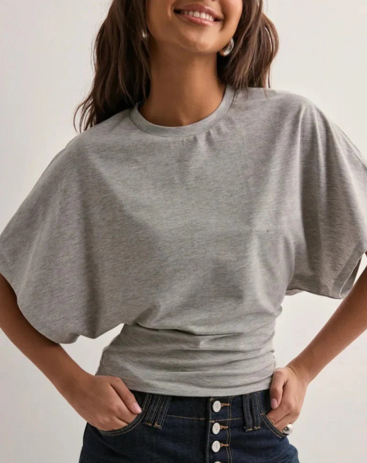 Amy | Dames Top | Trendy T-shirt Met Wijde Mouwen