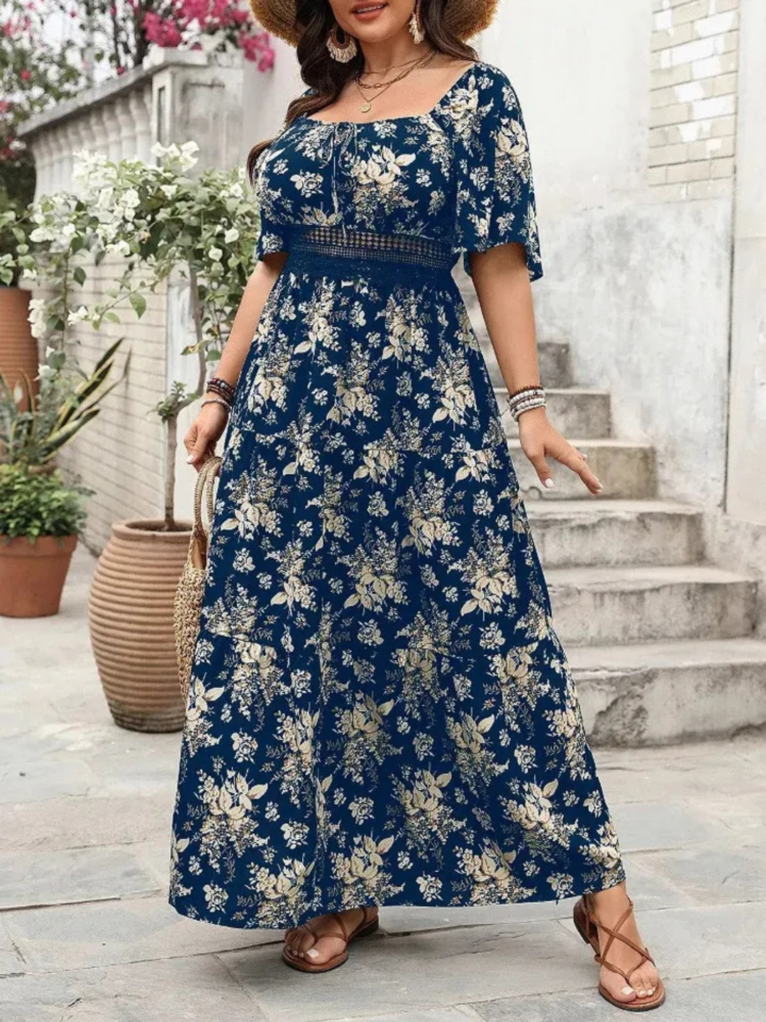 Dewi | Plus-Size Boho Dames Maxi-Jurk Met Bloemenprint