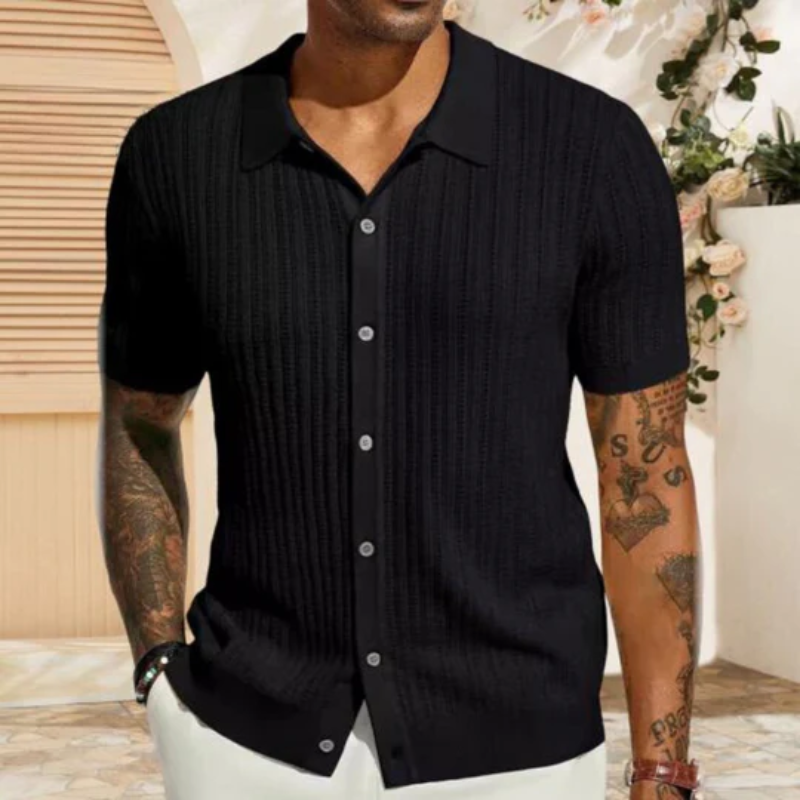 Leo | Stijlvolle Heren Shirt | Gebreide Zomerhemd