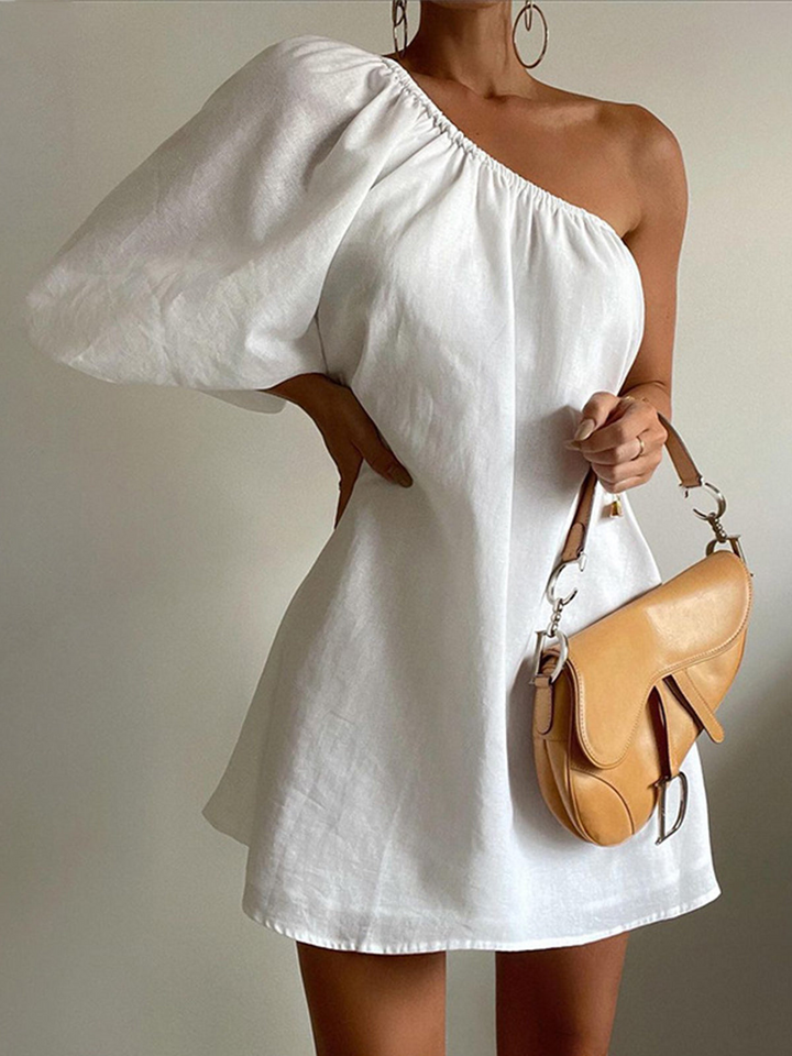 Elsa | Elegante Dames Mini-Jurk | One Sleeve Korte Jurk