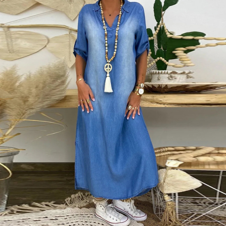 Gosa | Trendy Dames Jurk | Lange Denim Jurk