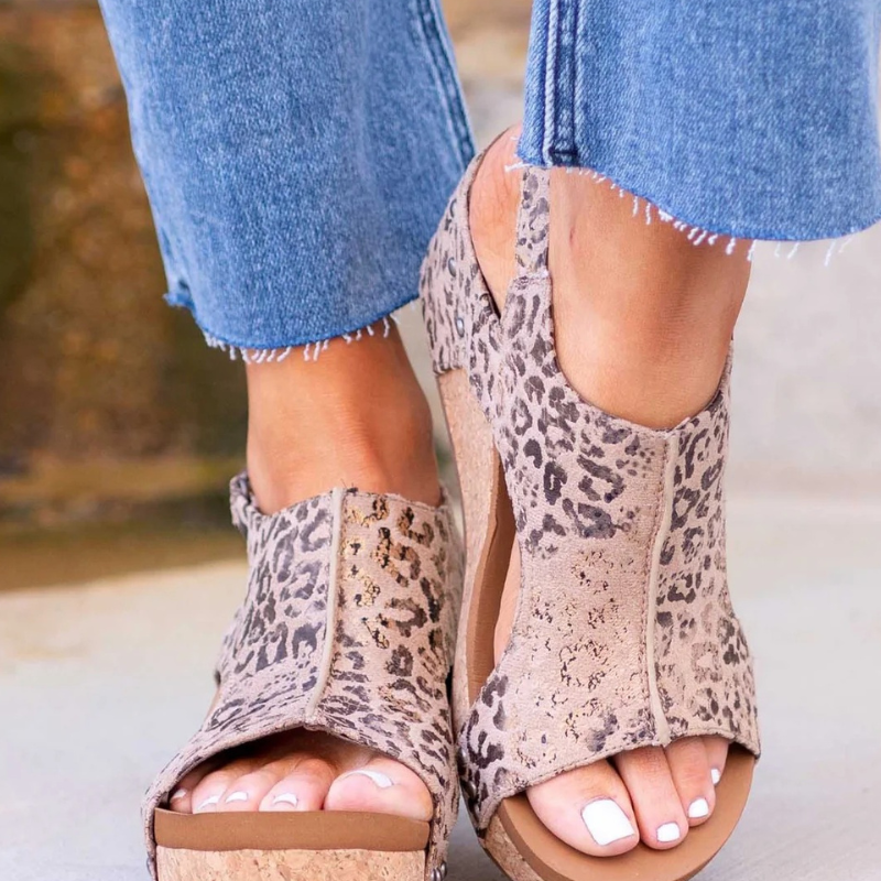 Selena | Dames Orthopedische Leren Hak Sandalen met Extra Support