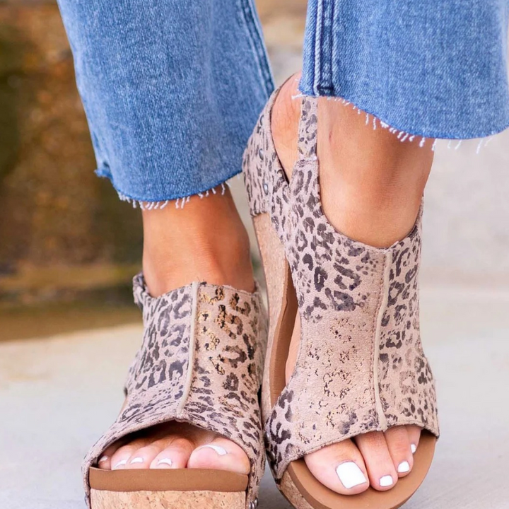 Selena | Dames Orthopedische Leren Hak Sandalen met Extra Support