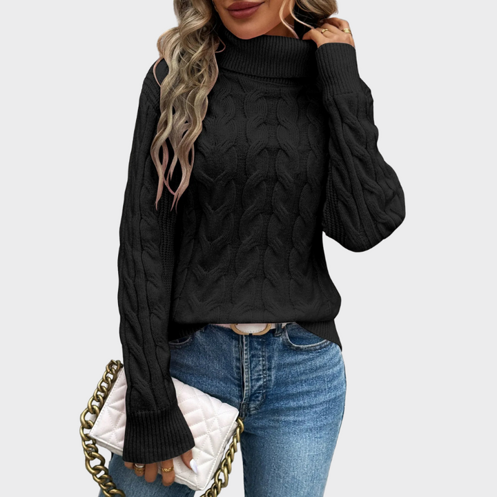 Elise | Coltrui Met Gebreide Kabel | Dames Sweater Trui