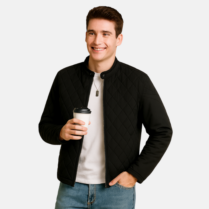 Delor | Luxe Gewatteerde Heren Jas | Slim Fit | Hoge Kraag | Ritssluiting