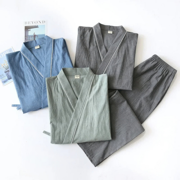 Nagaki | Heren Tweedelige Pyjama Set Met Japanse Kimono voor Mannen