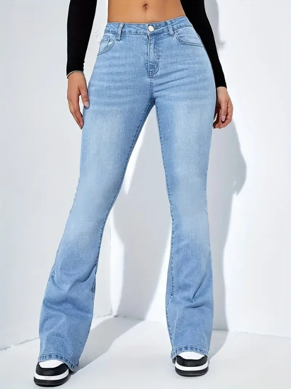 Twinkle | Trendy Dames Broek | Flared Spijkerbroek | Hoge Taille En Stretch Denim