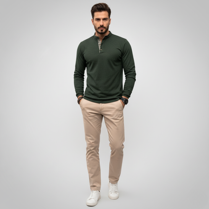 Andre | Trendy Lange Mouwen Heren Polo Trui Met Gekleurde Boord Kraag | Casual Outfit