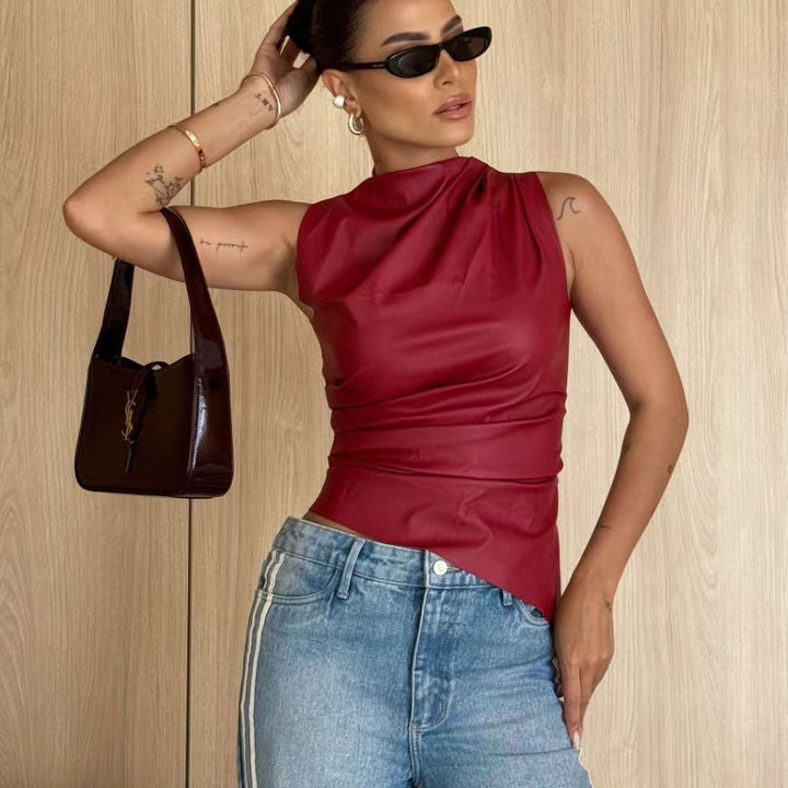 Clara | Mouwloze Top | Hoogwaardig Leer | Chique En Casual