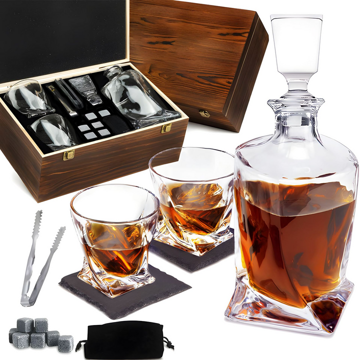 Dhesi | Elite Whiskey Decanter Set | Luxe Karaaf en Glazen met Whiskeystenen
