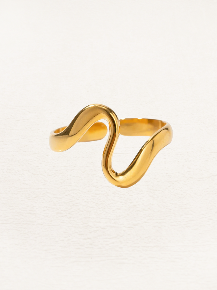 Zuley | Dames Wave Ring Goud | Elegante Sieraad voor Vrouwen