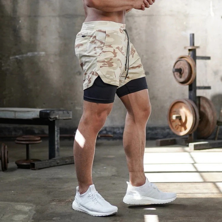 Leon | Sportieve Dubbele Heren Sportshorts | Korte Broek