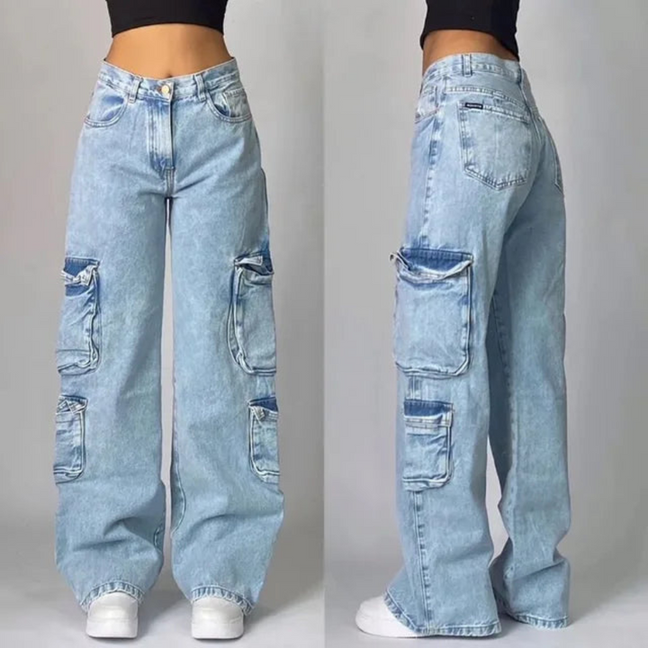 Anmol | Retro Punk Baggy Cargo Jeans | Unisex Wijde Spijkerbroek met Zakken