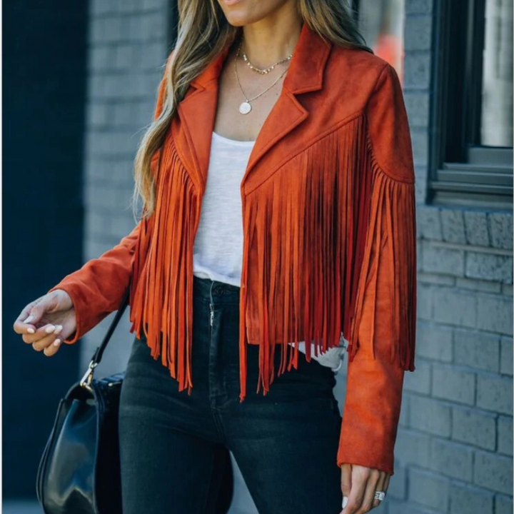 Margot | Stijlvolle Dames Jas Met Franjes | Fringe Jacket