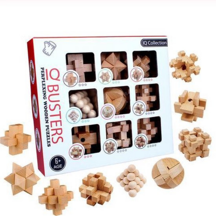 MindFight | Houten Puzzelset | Kongming Locks | Geavenceerde Moeilijkheidsgraad