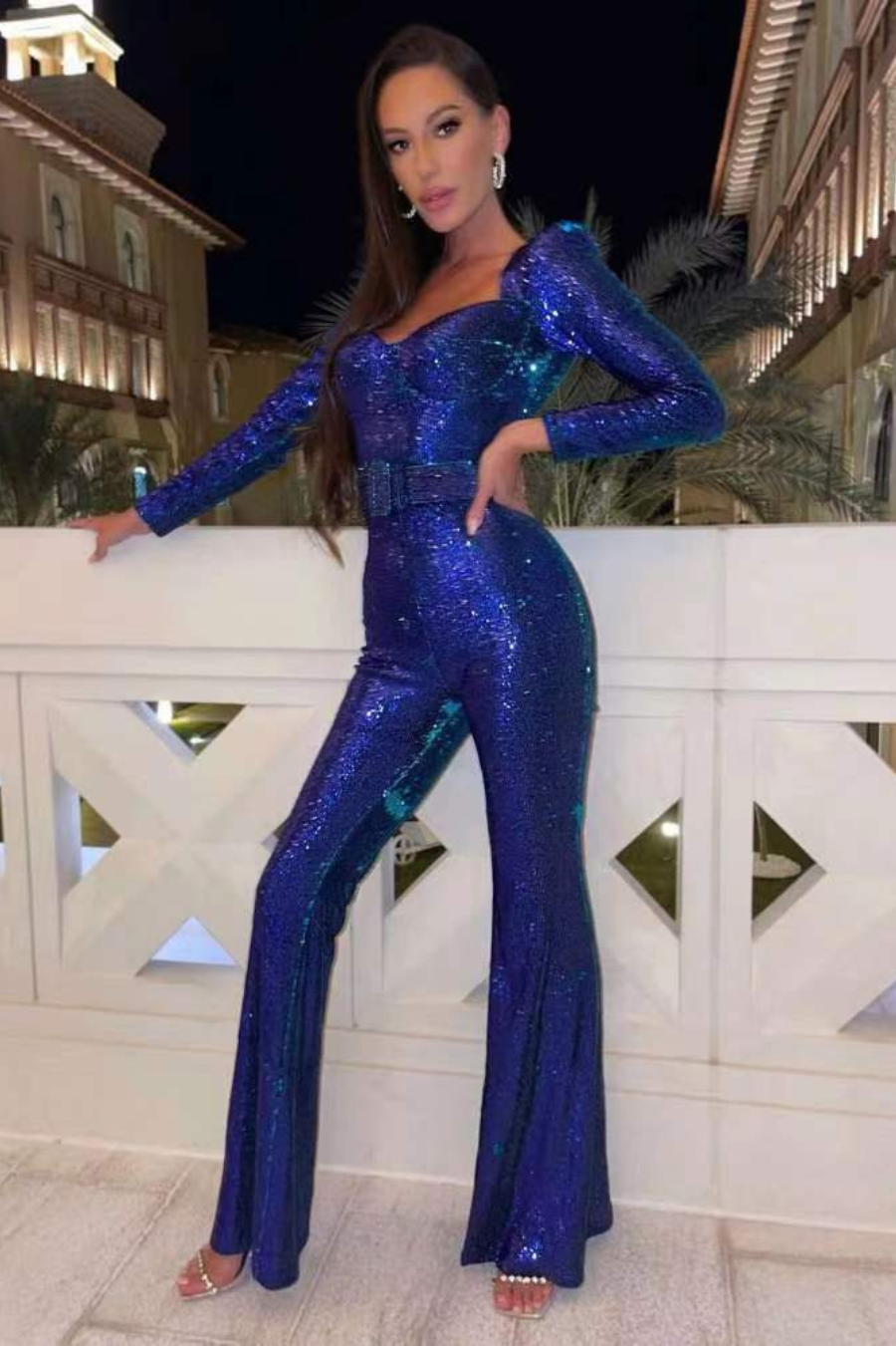 Kim | Dames Glitter Jumpsuit met Lange Mouwen voor Vrouwen