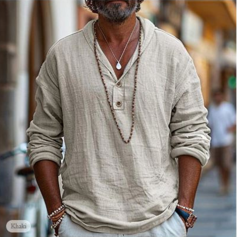 Ricks | Zomerse Heren Shirt | Linnen Overhemd Met Lange Mouw