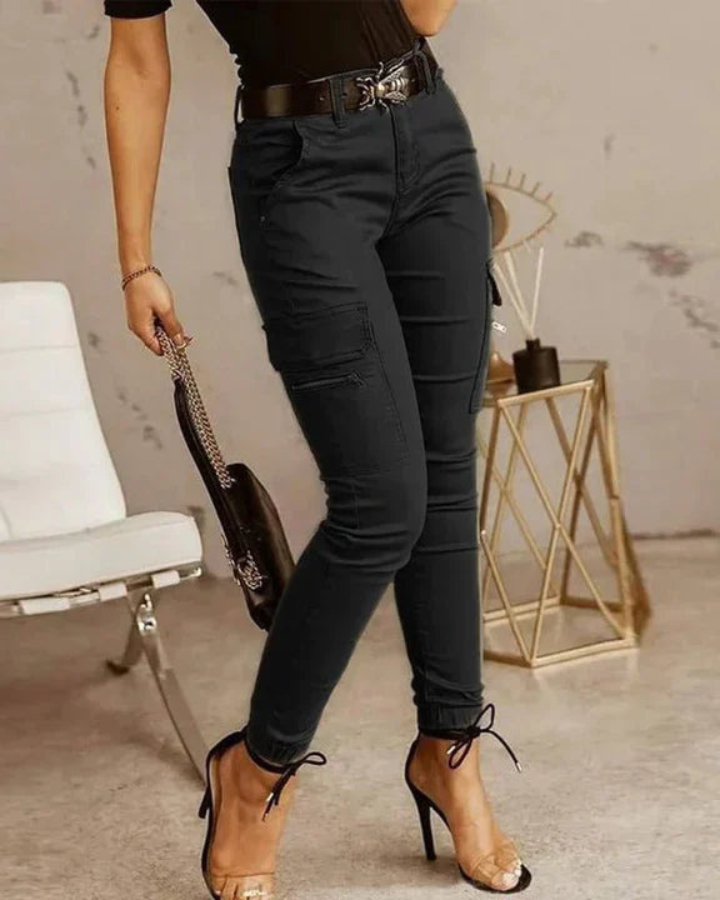 Micha | Dames Broek | Cargo Skinny Jeans | Elastische Enkelboorden