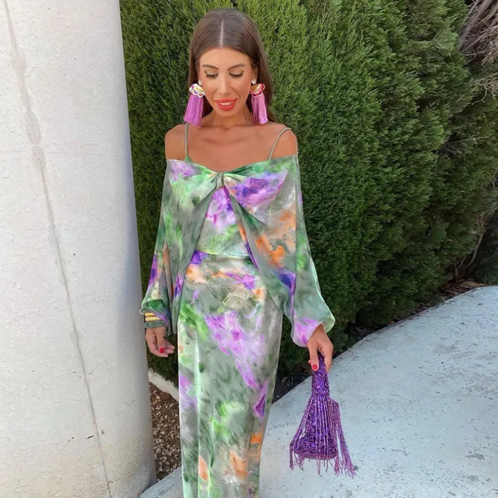 Selma | Elegante Dames Maxi-Jurk Met Halo-Dye Print