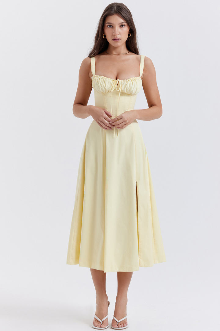 Bella | Dames Midi-Jurk met Fijne Spaghettibandjes & Trekkoord | Comfortabel & Trendy