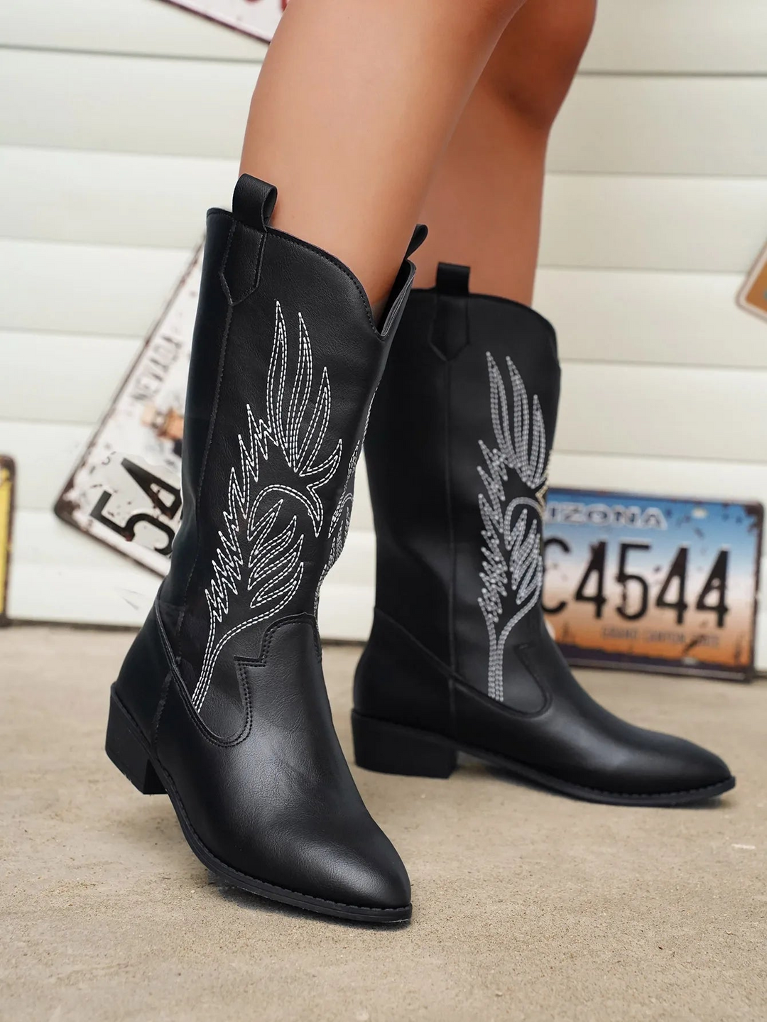 Vela | Dames Laarezn | PU Cowboylaarzen Met Zachte Voering