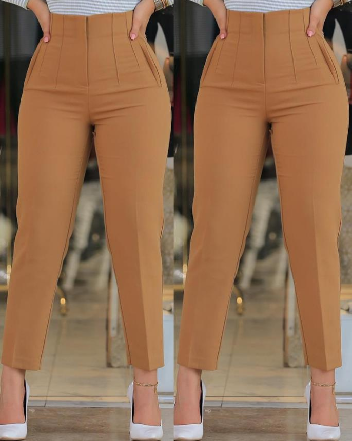 Anmol | Stijlvolle Dames Broek | Hoge Taille Plooi Broek