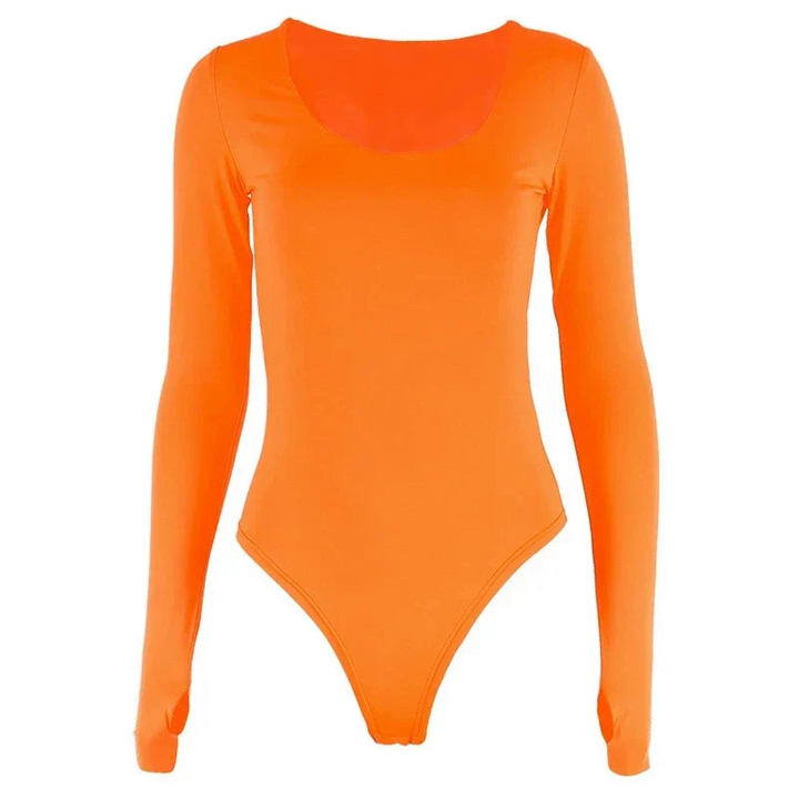 Serena | Dames Neon Oranje Bodysuit voor Vrouwen