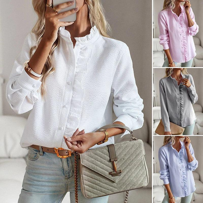 Yves | Elegante Dames Blouse | Stijlvolle Ruches Blouse