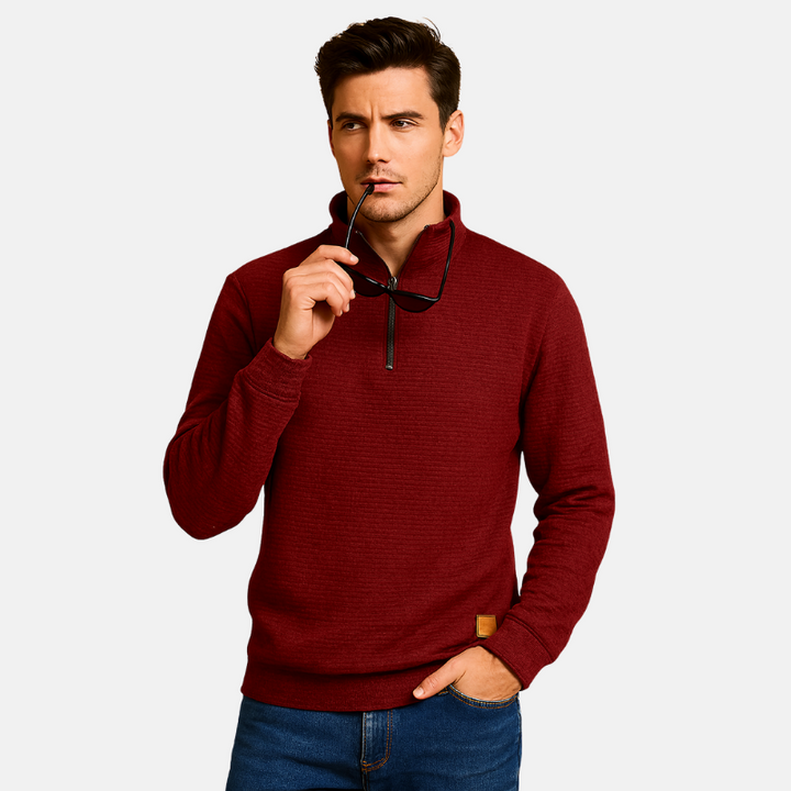 Delta | Heren Trui Met Kwartrits | Sweater Met Uniek Patroon