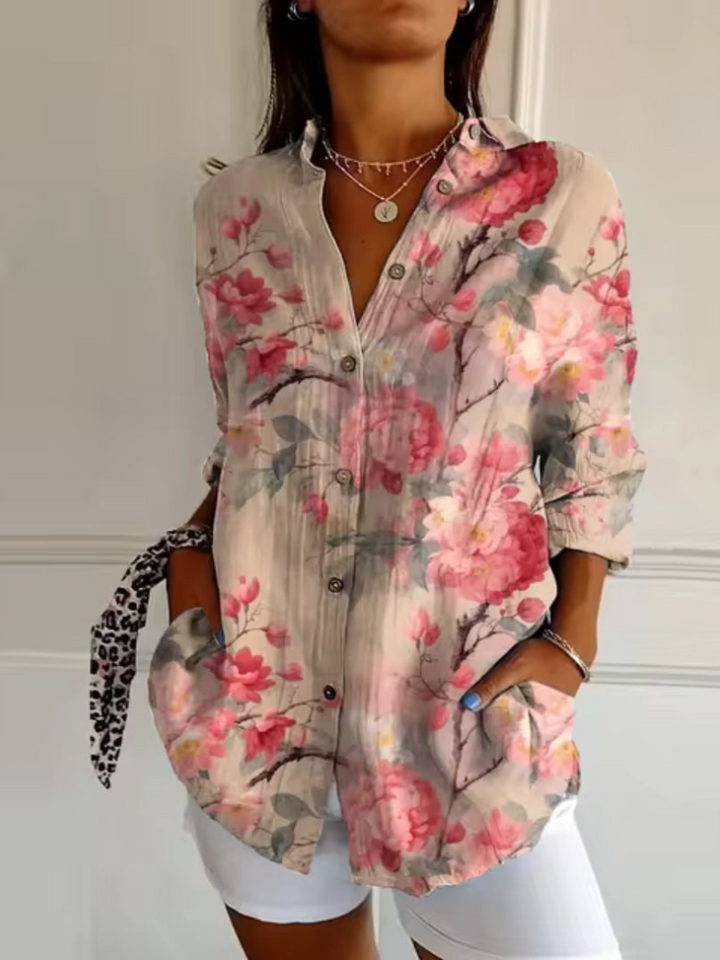 Elsa | Bloemen Blouse Met Knopen Voor Dames