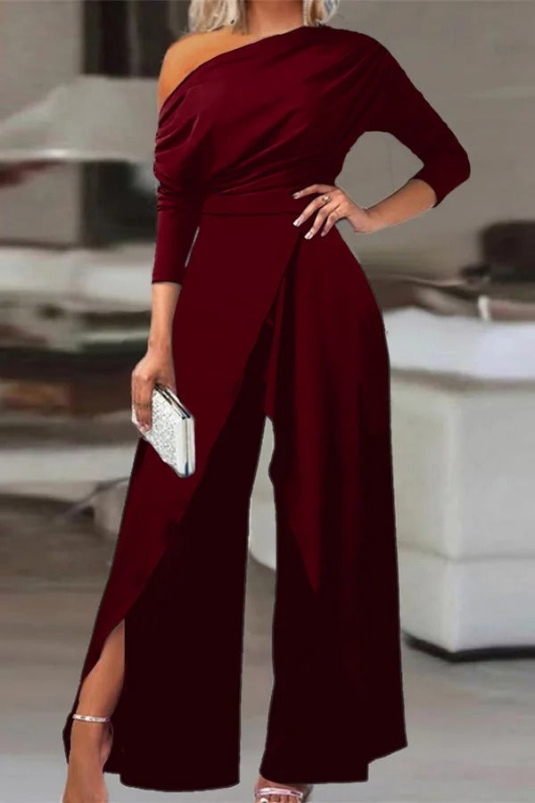 Anne | Dames Elegante Off-Shoulder Jumpsuit met Stijlvolle Split voor Vrouwen