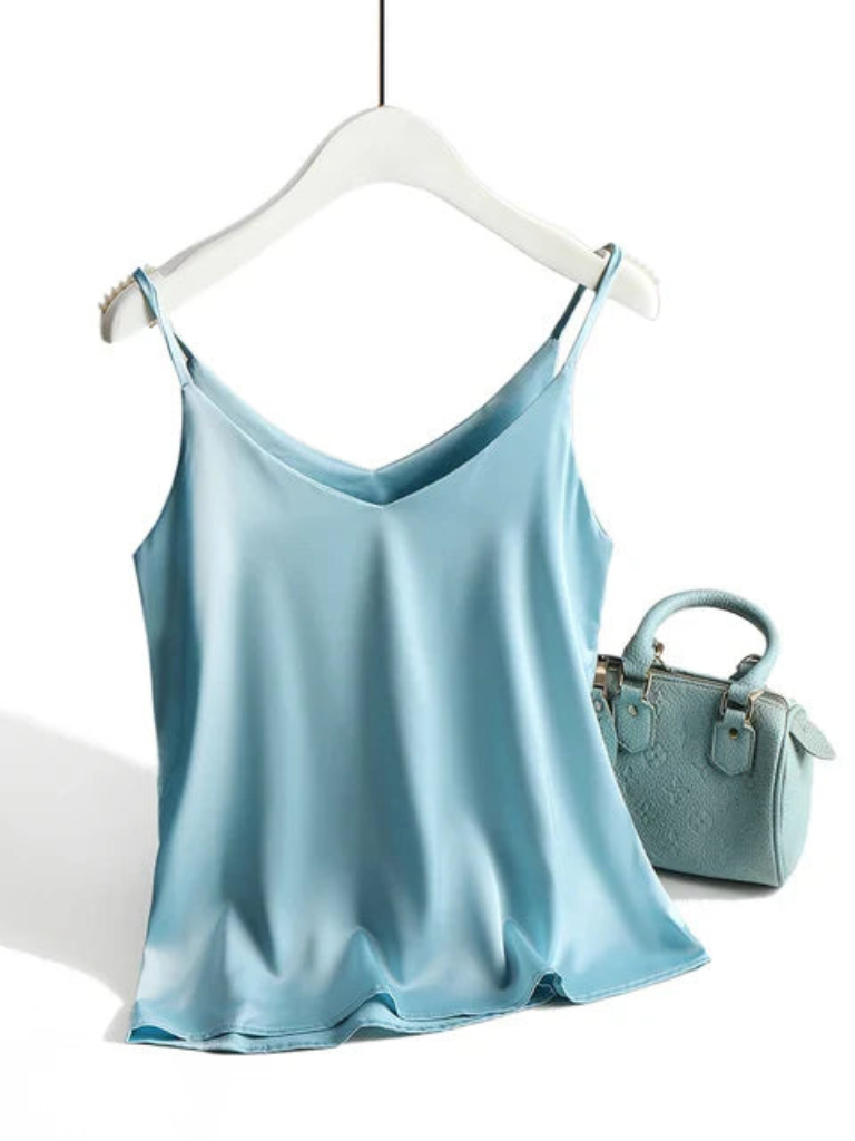 Noah | Trendy Dames Top | Spaghettibandjes | Mouwloos Satijnen Hemdje