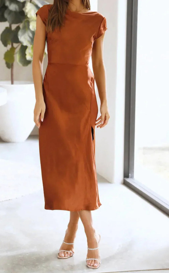 Krissy | Dames Jurk | Elegante Vrouwen Midi Jurk met Open Rug