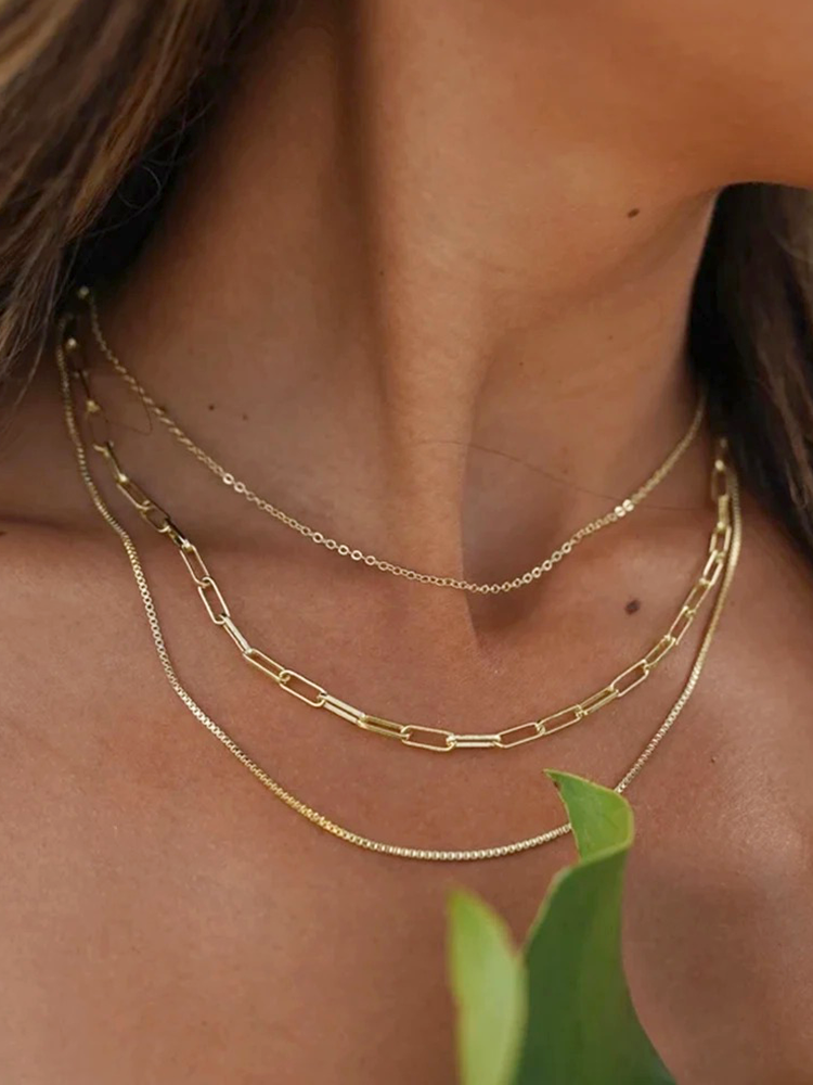 Zinah | Dames 3-Laagse Ketting Goud | Elegante Sieraad voor Vrouwen