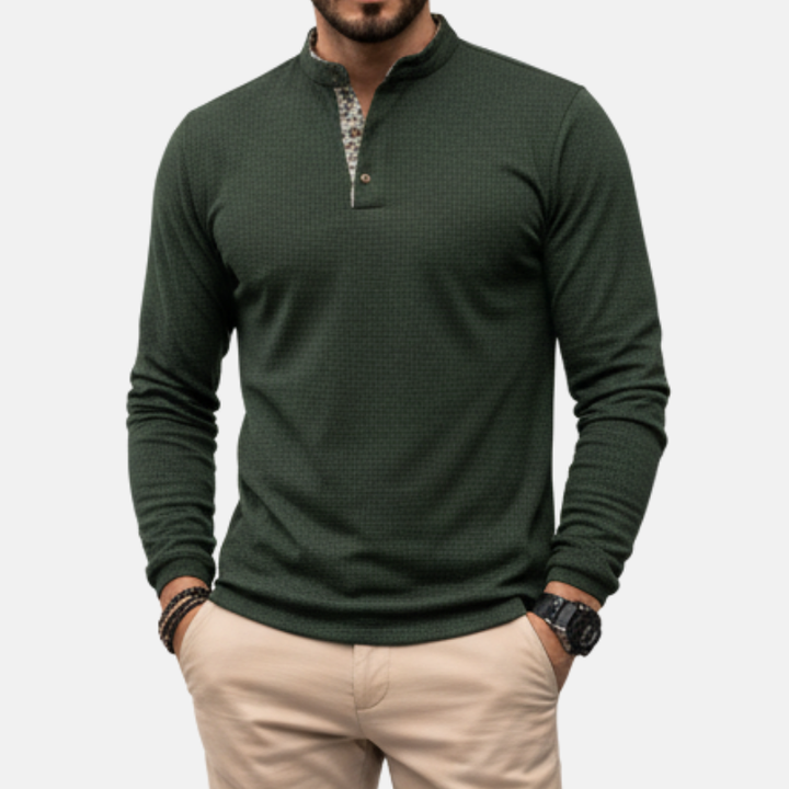 Andre | Trendy Lange Mouwen Heren Polo Trui Met Gekleurde Boord Kraag | Casual Outfit
