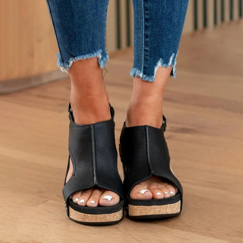 Selena | Dames Orthopedische Leren Hak Sandalen met Extra Support