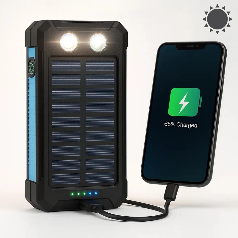 Hexton | Waterdichte Zonne-Energie Powerbank | Twee USB-Poorten