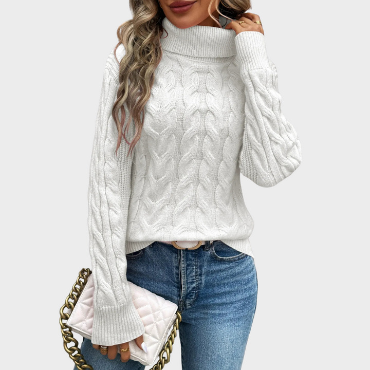 Elise | Coltrui Met Gebreide Kabel | Dames Sweater Trui