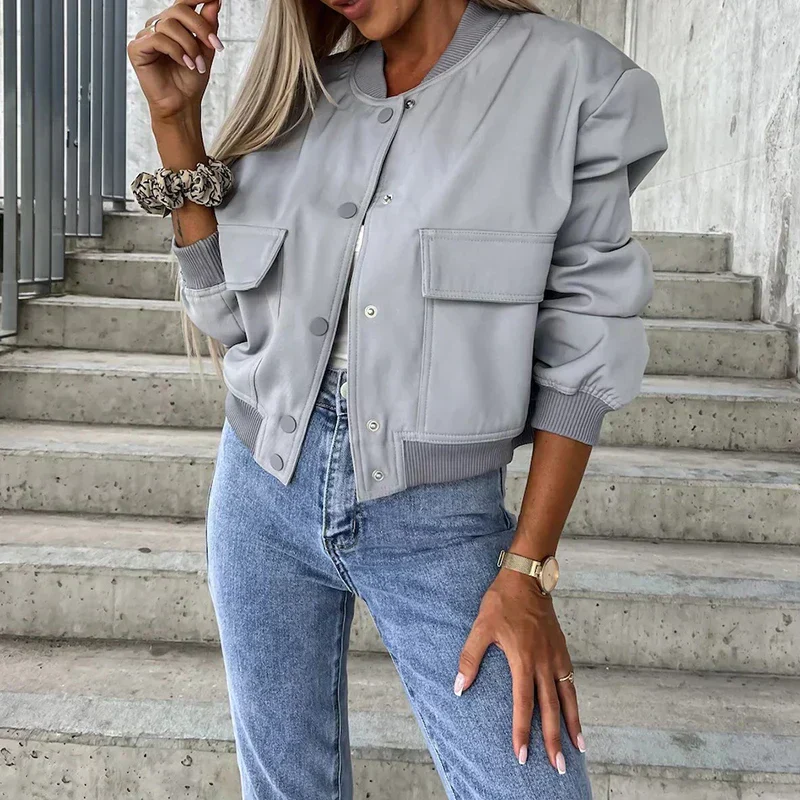 Janda | Trendy Dames Jas | Korte Bomberjack Met Klepzakken