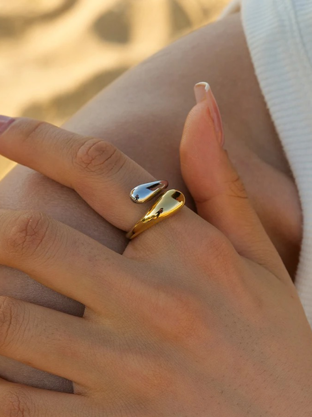 Zoella | Stijlvolle Goud-Zilveren Druppel Ring | Unieke Look