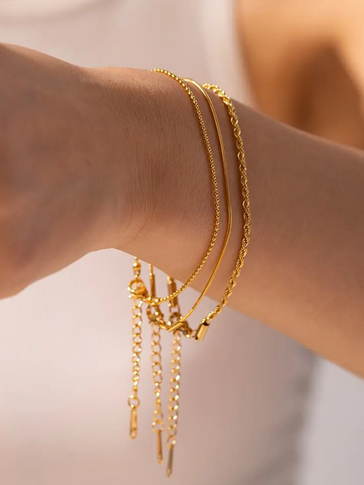 Zuley | 3-Laagse Armbanden Set Goud Dames | Chique Look