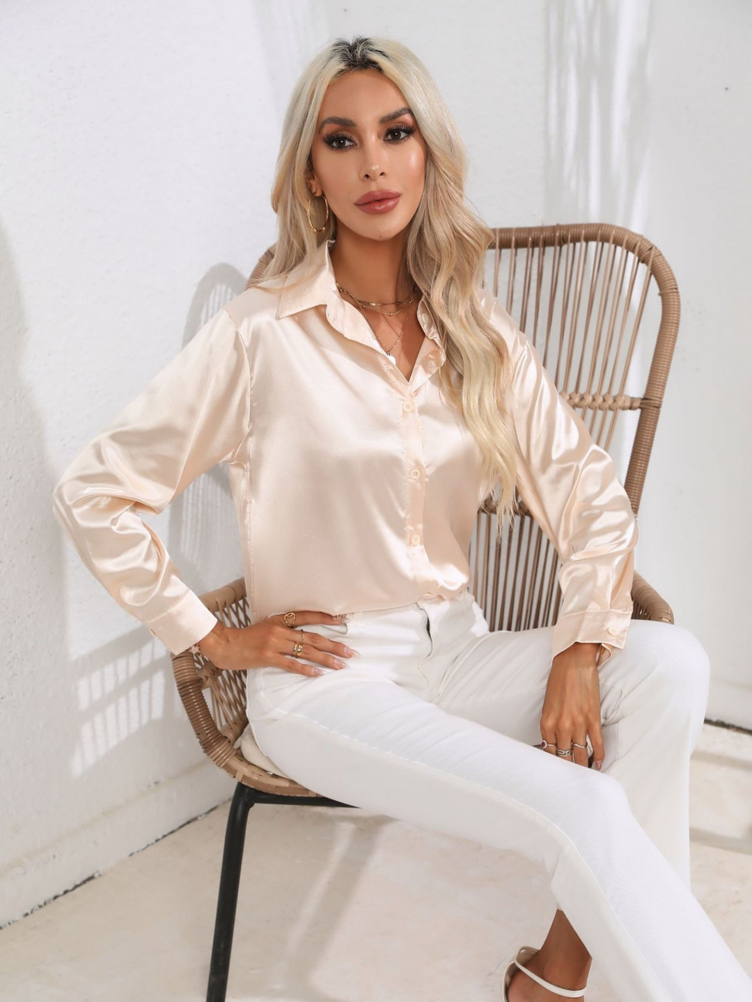 Sara | Chique Elegante Satijnen Dames Blouse