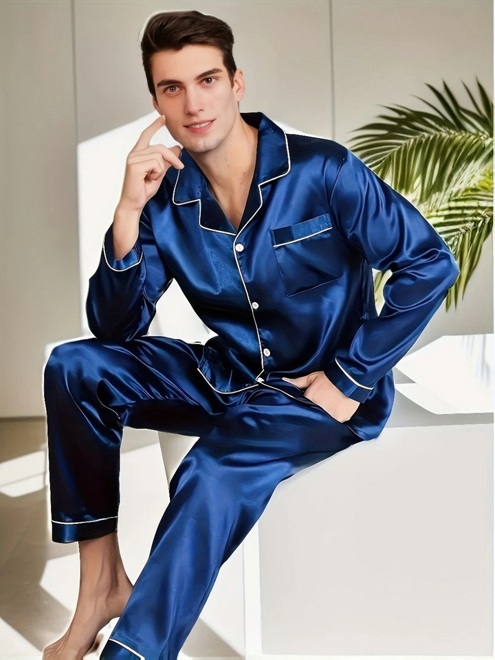 Ricky | Heren Pyjama Set Van Zijde Satijn | Comfortabele Slaapset voor Mannen
