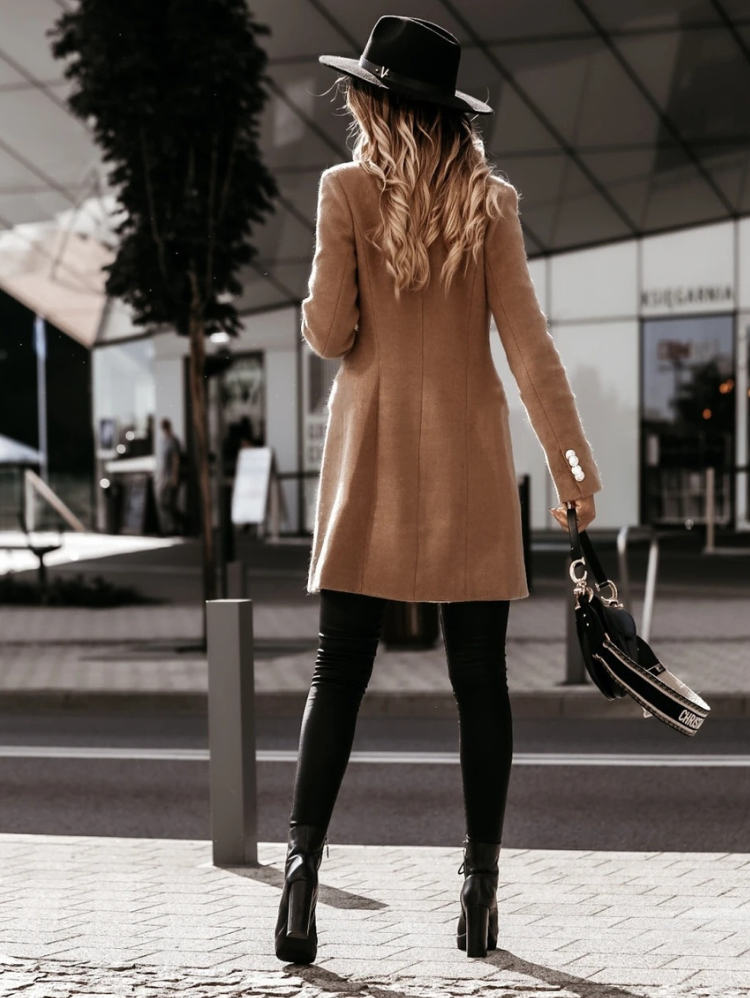 Zoe | Dames Jas | Elegante Trenchcoat In Wollook | Trendy & Comfortabel