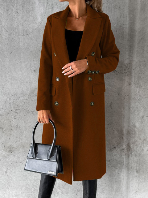 Divina | Dames Luxe Wollen Manteljas | Lange Trenchcoat | Klassiek Ontwerp
