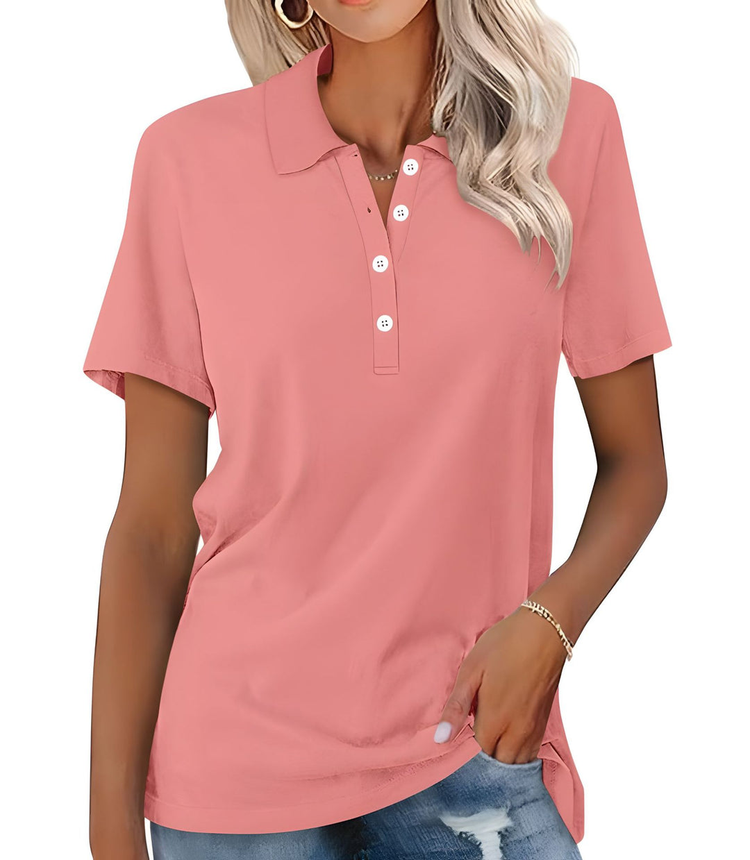 Marjani | Duurzame Poloshirt | Dames Polo Shirt | Met Kraag En Knoopsluiting