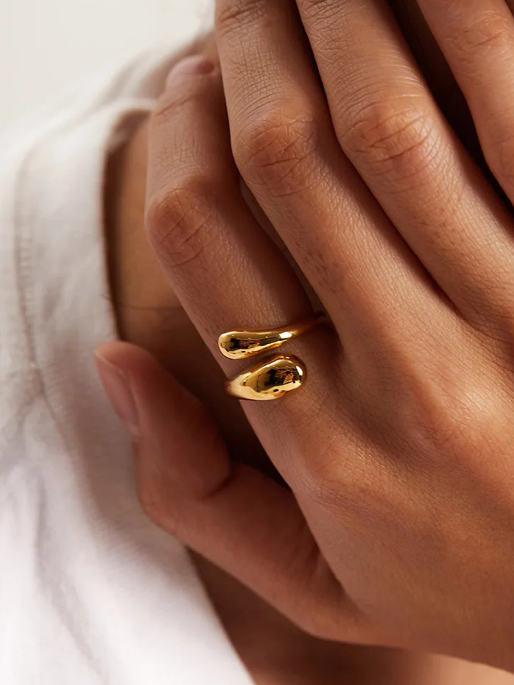 Zoella | Stijlvolle Gouden Wrap Ring Met Druppel Design
